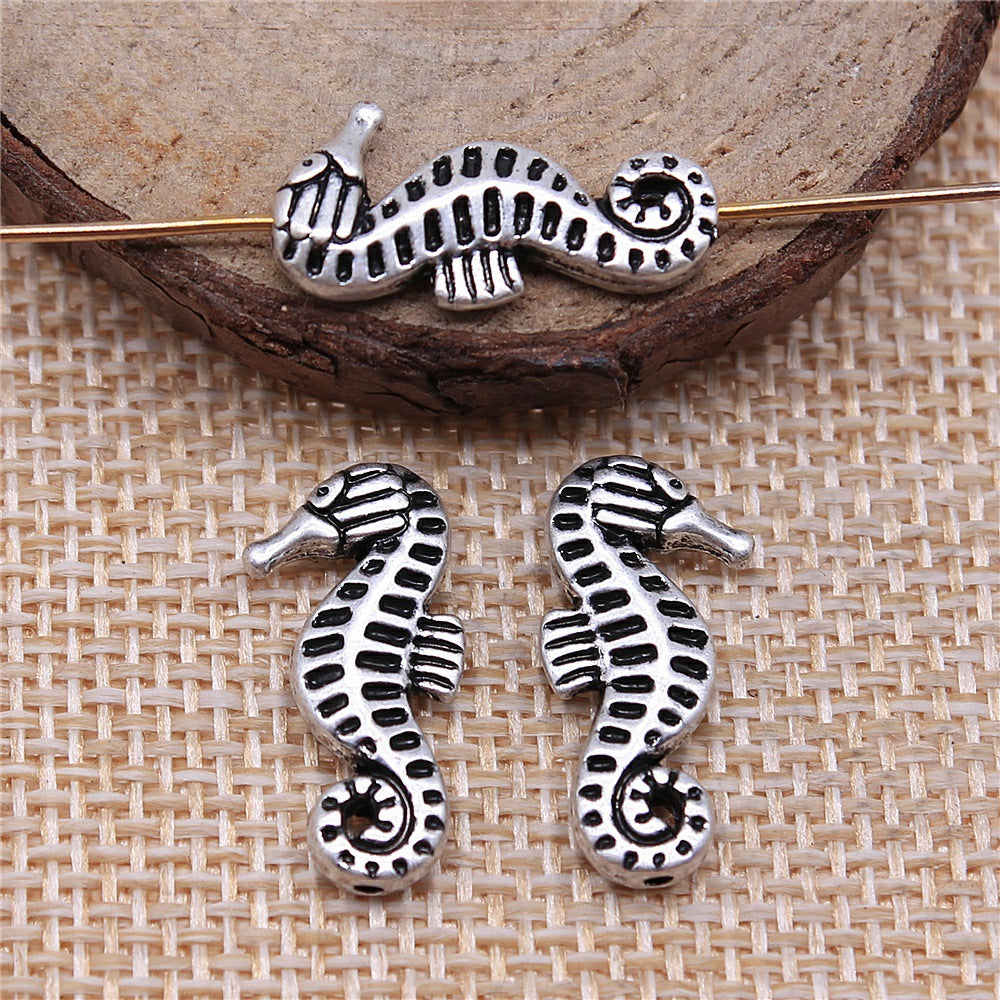 10x21mm 1.8g Antique Silver Zinc Alloy Seahorse Loose Metal Beads for DIY Jewelry Making