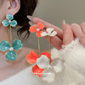 Translucent Floral Pearl Drop Earrings with Distinctive Textured Details view 1
