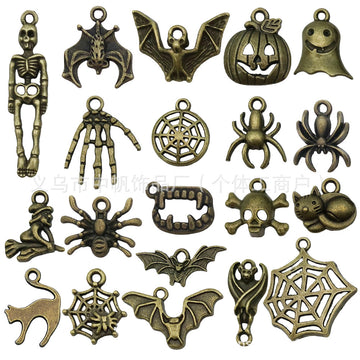 Gold-Tone Pumpkin and Bat Metal Charms with 25 Listed Options