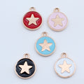 Gold Tone Round Star Enamel Pendant Charms in Five Colors view 2