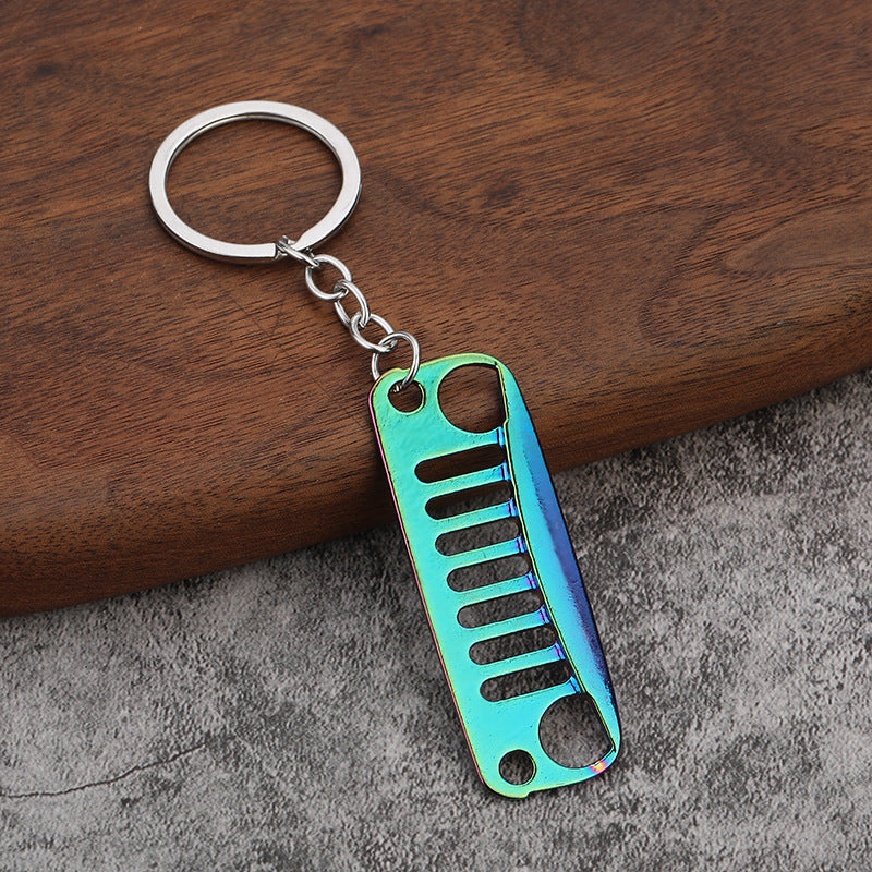 Off Road Grille Metal Keychain with Bird Accent