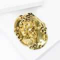 Embossed Woman Portrait Oval Brooch in Gold or Silver view 4