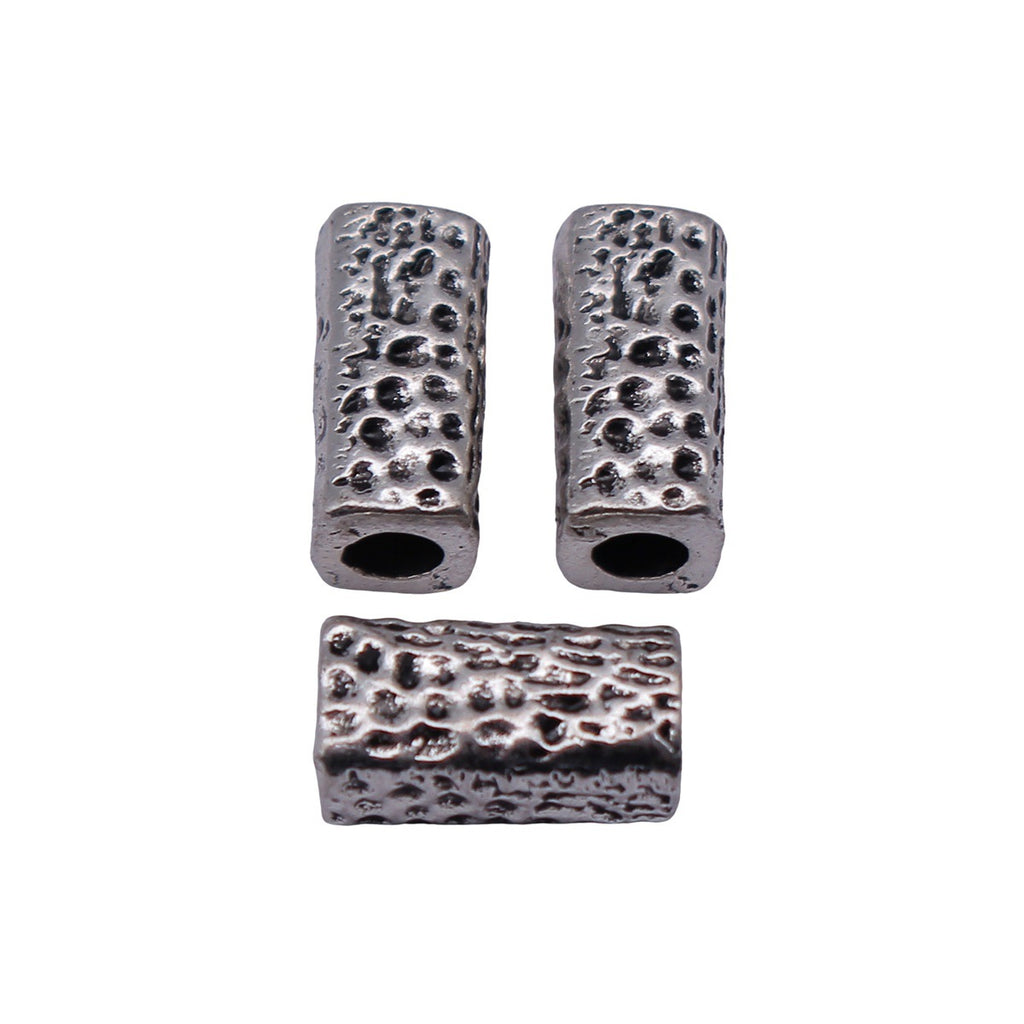 10x5.1x5mm 1g Antique Silver Zinc Alloy Hammered Square Bar Spacer Beads for Dreadlock Jewelry