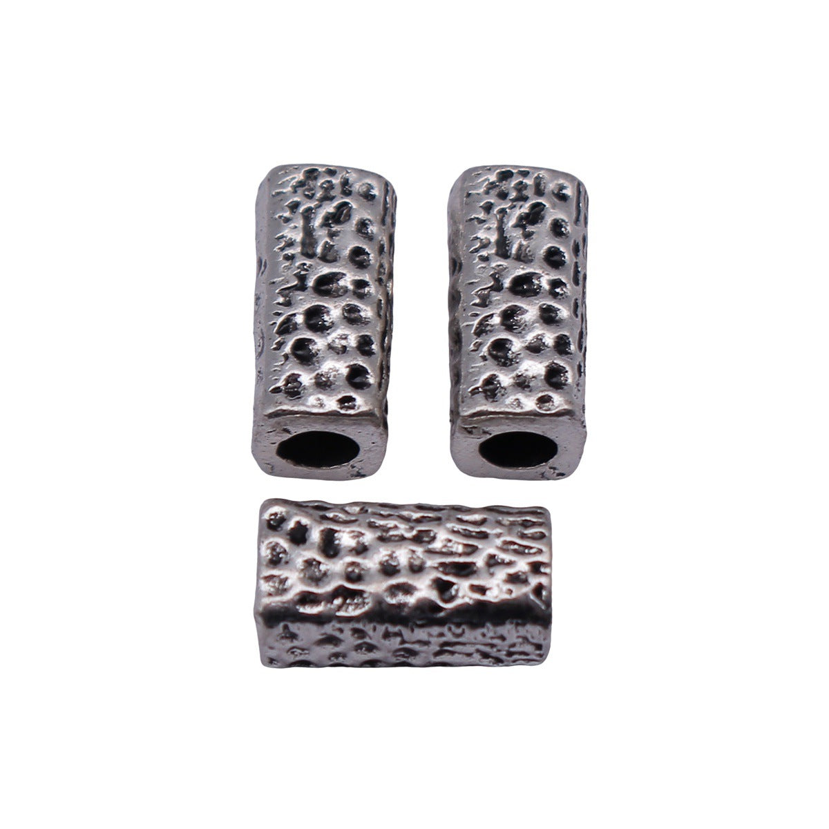 10x5.1x5mm 1g Antique Silver Zinc Alloy Hammered Square Bar Spacer Beads for Dreadlock Jewelry