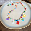 Multicolor Flower Bead Necklace Or Red White Floral Drop Earrings view 6