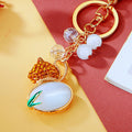 Cat Eye Gourd Keychains With Crystal Beads and Braided Wrist Straps view 9