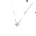 Silver Four Point Crystal Star Pendant Chain Necklace view 5