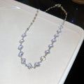 Square Zircon Necklace Bracelet Sets White Green Pink view 9