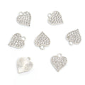 Crystal Textured Heart Alloy Charm Pendants in Two Metal Tones view 4