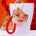 Mixed Jeweled Rooster and Hen Keychains in Ten Pictured Loop Configurations view 8