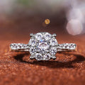 Silver Round Cluster Halo Clear CZ Pavé Band Finger Ring view 4