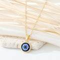 Round Blue Evil Eye Pendant Necklaces in Gold and Silver Tone Sizes view 6
