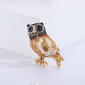 Faceted Crystal Owl Brooch with Enamel Wings Decorative Clothing Pin view 7