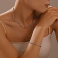 Rhombus Link Chain Necklace Bracelet Gold Silver Metal view 3