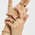 Open Gold Ring With Triangle Faceted Czech Glass Stone view 2