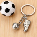 Metal Soccer Shoe and Ball Keychain Silver Ring Charms view 4