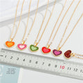 Gold Tone Double Heart Enamel Pendant Necklaces in Six Colorways view 2