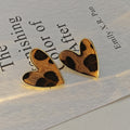 Two Leopard Print Heart Oversized Statement Stud Earrings view 3