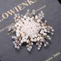 White Pearl Cluster Brooch With Radiating Beaded Sprays view 3