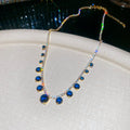 Round Crystal Station Necklace in Nine Color Variations view 7