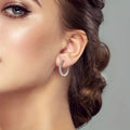 Silver Rope Twist Pavé Clear CZ Hoop Earrings Pair view 3