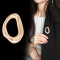 Silver Tone Open Ring Irregular Two Designs Metal Brooch Pin view 3