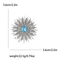 Rhinestone Sunburst Brooch Square Center Crystal Flower Pin view 6