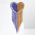 Blue and Gold Crystal Heart Tassel Brooch Decorative Clothing Pin view 3