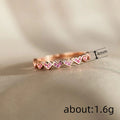 Rose Gold Tone Mini Heart Pink Crystal Band Ring Sizes 6-10 view 4