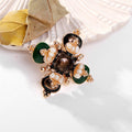 Green Gold Tone Cross Enamel Pearl Look Metal Brooch Pin view 4