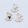 Enamel Bunny Charms with Heart Details in 3 Finishes for Jewelry Making view 2