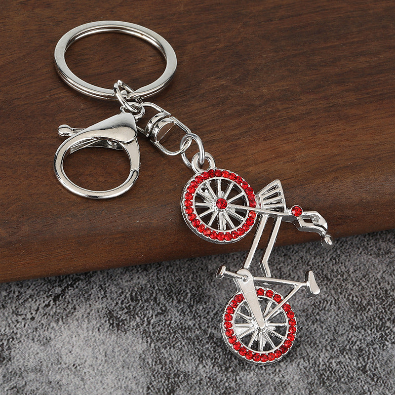 Bicycle Rhinestone Keychain Sport Bike Charm for Keys and Bags