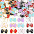 Enamel Double Bow Charms in Gold and Silver Tones, Six Colors view 4