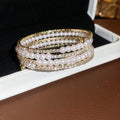 Gold Silver Pearl Rhinestone Multi Layer Open Cuffs view 7