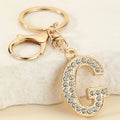 Gold-Tone Rhinestone A-Z Letter Keychains With Lobster Clasps view 12