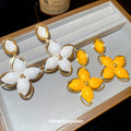 Floral Drop Earrings With White or Yellow Petal Clusters view 4