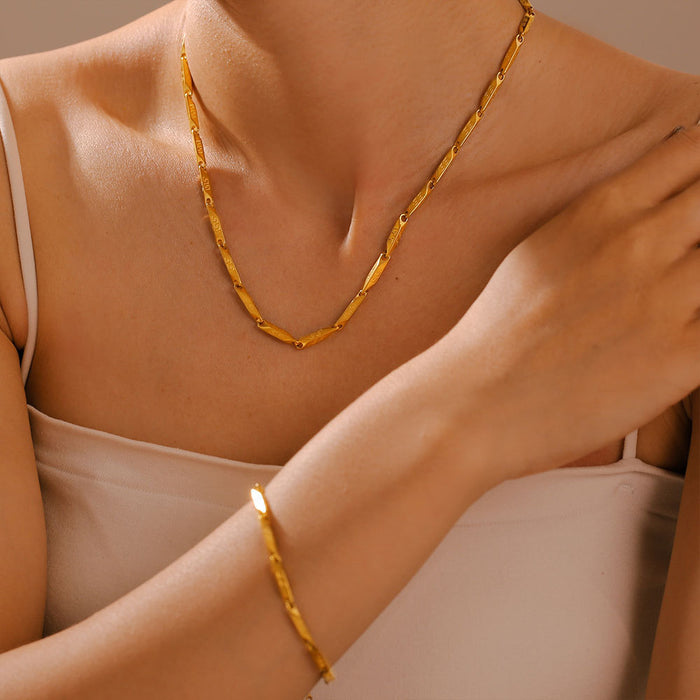 Rhombus Link Chain Necklace Bracelet Gold Silver Metal