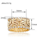 Chain-Link Pattern Clear Stone Extra-Wide Ring In Polished Gold Tone view 4