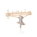Music Staff Cat Rhinestone Brooch Gold Silver Tone Pin view 1