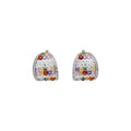 Multicolor Hoop And Beaded Square Stud Earrings Fashion Jewelry view 5