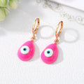Gold Tone Colorful Teardrop Evil Eye Huggie Drop Earrings view 4