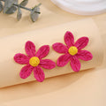 Embroidered Five Petal Flower Stud Earrings in Seven Colors view 4