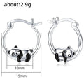 Silver-Tone Cartoon Panda Climbing Mini Hoop Earrings view 5