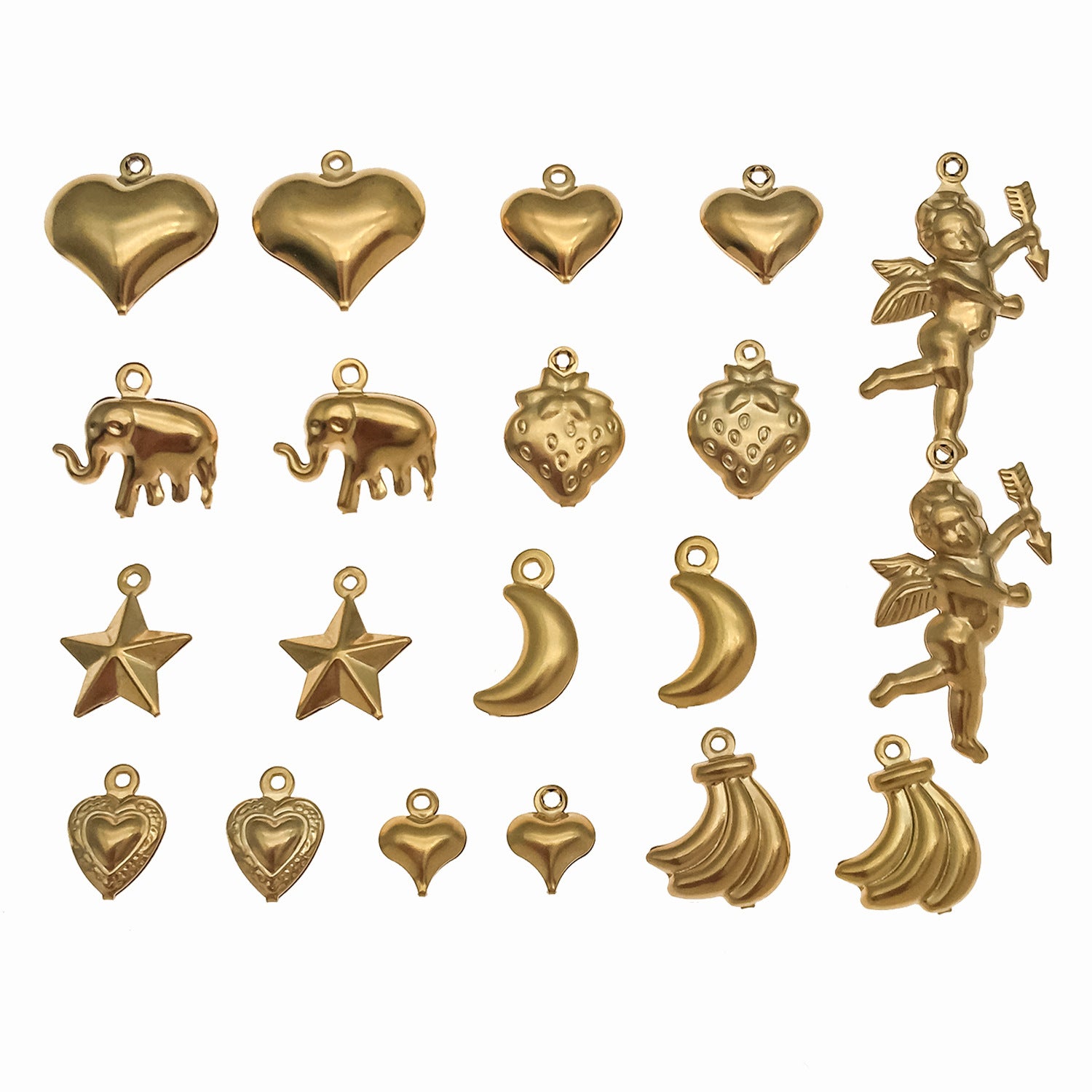 Stainless Steel Hollow Angel Heart Fruit Charm Pendant for DIY Keychain Bag Jewelry