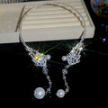 Silver Tone Pearl Wing Statement Necklace in Two Designs view 7