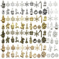 Gold-Tone Snowflake and Bell Metal Charms with 100 Listed Options view 1