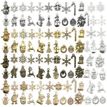 Gold-Tone Snowflake and Bell Metal Charms with 100 Listed Options