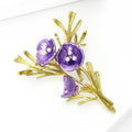 Purple Flower Branch Brooch In 1 Style With Polished Metal And Decorative Details view 3