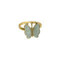 Gold Open Butterfly Ring Mint Enamel Wings Adjustable view 5