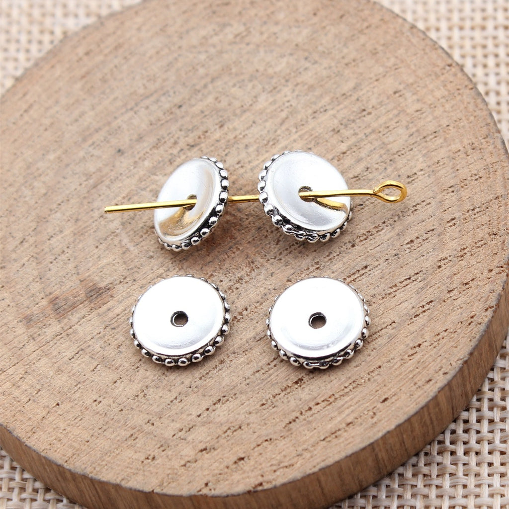 11x11x2.1mm 0.82g Antique Silver Zinc Alloy Round Disc Spacer Beads for European Style Jewelry Making